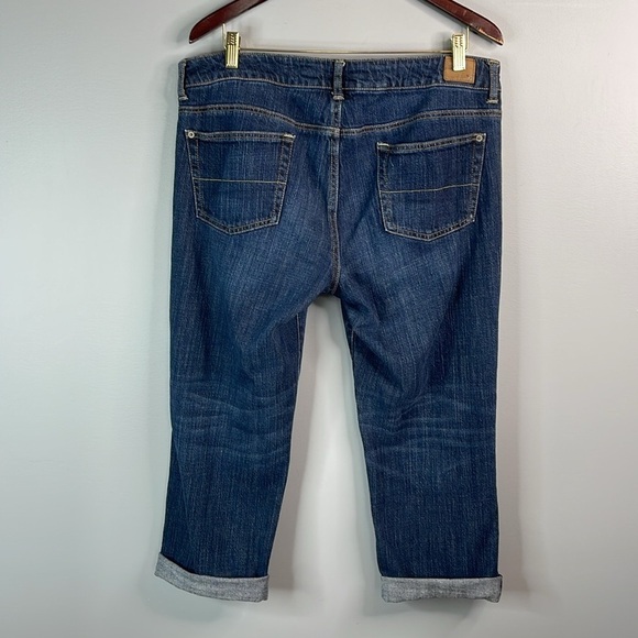 American Eagle Retro Boy Fit Stretch Cuffed Crop Jeans Blue Medium Wash Denim 12 - Picture 6 of 11